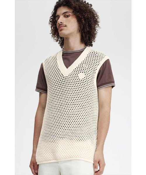 Lace Knitted V Neck Sleeveless Jumper - K7851 | FRED PERRY ...