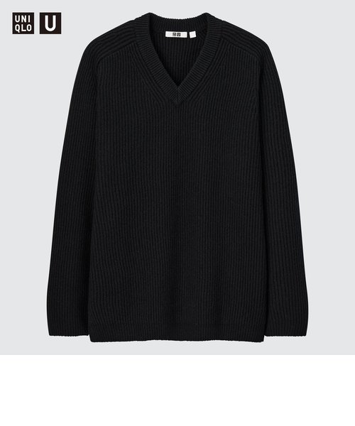 UNIQLO UプレミアムラムリブVネックセーター（長袖）XL BLACK 新品