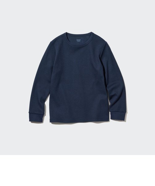 KIDS ヒートテックコットンワッフルクルーネックTシャツ（極暖・長袖） | ユニクロ（ユニクロ）の通販 - mall