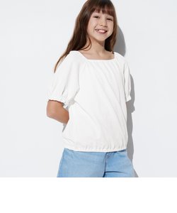 GIRLS シャーリングボリュームスリーブTシャツ