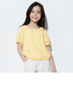 GIRLS シャーリングボリュームスリーブTシャツ