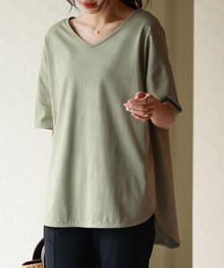 【コットン100％】オーバーサイズラウンドカットTシャツ