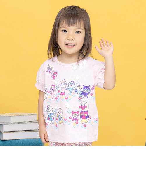 パフスリーブお花いっぱいTシャツ