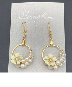 フラワー×パールMIXリングピアス