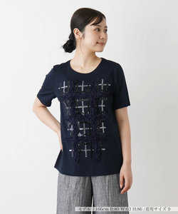 フリル刺繍半袖Tシャツ【THE NEW】【Leilian WHITE LABEL】
