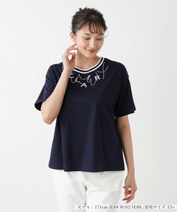 ロゴ刺繍＆ラインストーン半袖Ｔシャツ【Leilian WHITE LABEL】