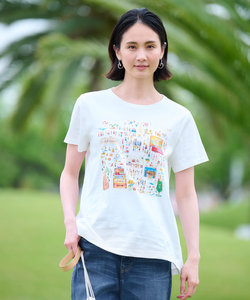 洗える バカンス柄半袖Ｔシャツ【イワタニユウスケ】