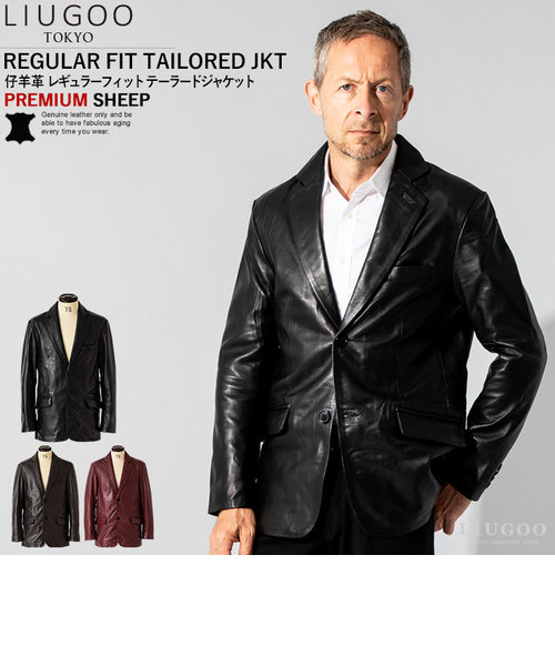 HH6167メンズ レザー テーラードジャケット XL 黒 スーツ 本革 ブレザー 本皮