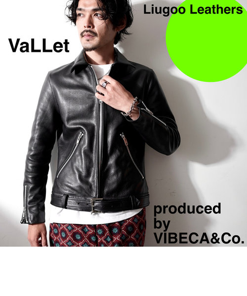 vibecaコラボ】VALLET 本革 シングルライダースジャケット メンズ ヴァレット VALLET01AN LIUGOO（リューグー）の通販  mall