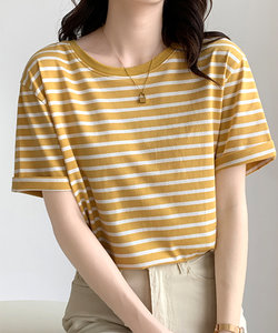 ボーダー半袖Tシャツ レディース カジュアル 10代 20代 30代 韓国ファッション 韓国 春 秋服 夏服 可愛い シンプル 着回し 定番