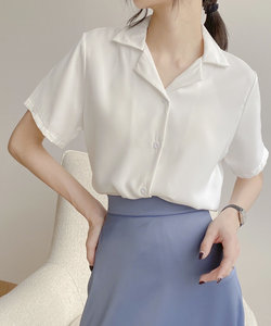 フォーマル半袖シャツ レディース 春服 夏 無地   30代 韓国ファッション 大きいサイズ スクール ブラウス オフィスカジュアル オーバーサイズ
