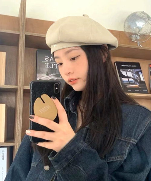 ワンポイントベレー帽 韓国ファッション 10代 20代 30代 万能 ワンポイント 可愛い ボリューム おしゃれ 無地 ラシャ カジュアル