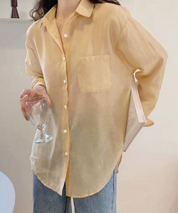 シアーシャツブラウス 韓国ファッション 10代 20代 30代 トレンド 透け感 可愛い 羽織る 抜け感 どんな季節も着回せる 一枚だけで存在感