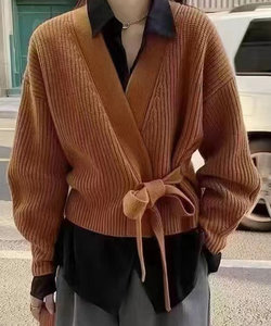 カシュクールセーター 秋 冬 韓国ファッション 10代 20代 30代 レディース 可愛い 大人カジュアル オフィス シンプル 長袖 上品 ニット