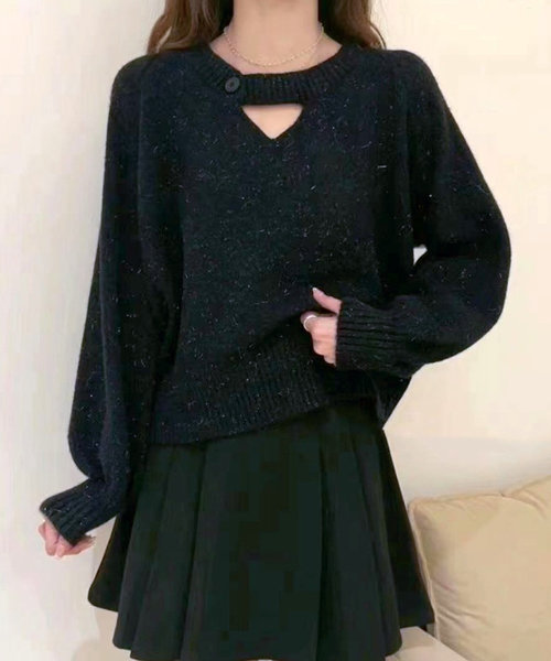 ラメニットセーター レディース 10代 20代 30代 韓国ファッション 秋 冬 可愛い 大人カジュアル シンプル 長袖 上品 デート 暖かい