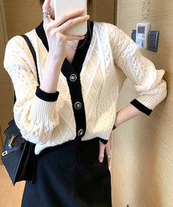 ケーブル編みニットカーディガン レディース 10代 20代 30代 韓国ファッション 春 秋 冬 カジュアル 可愛い 白 黒 シンプル 羽織り