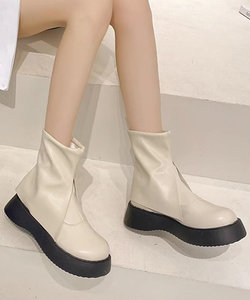 折り返しショートブーツ レディース 10代 20代 30代 韓国ファッション 春 秋 冬 カジュアル 可愛い 白 黒 シンプル 無地 暖かい 靴