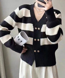ダブルボタンカーディガン レディース 10代 20代 30代 韓国ファッション カジュアル 秋 冬 無地 シンプル 可愛い おしゃれ 羽織り 上品