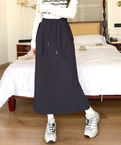 ビッグポケットスカート レディース 10代 20代 30代 韓国ファッション 春 夏 秋 カジュアル かわいい おしゃれ シンプル ミモレ丈 カーゴ