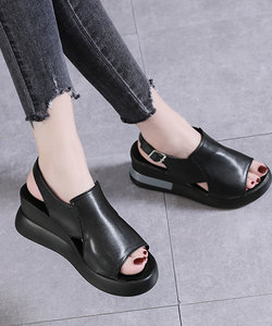 ウェッジソールサンダル レディース 10代 20代 30代 韓国ファッション カジュアル 靴 可愛い シンプル 黒 白 厚底 ヒール 歩きやすい