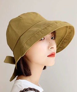 バックリボンバケットハット レディース 10代 20代 30代 韓国ファッション カジュアル 帽子 無地 シンプル 可愛い おしゃれ 日よけ