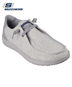 スケッチャーズ モカシン シューズ SKECHERS メンズ 紐靴 210726 グレー ブラウン カジュアルシューズ キャンバス 消臭インソール