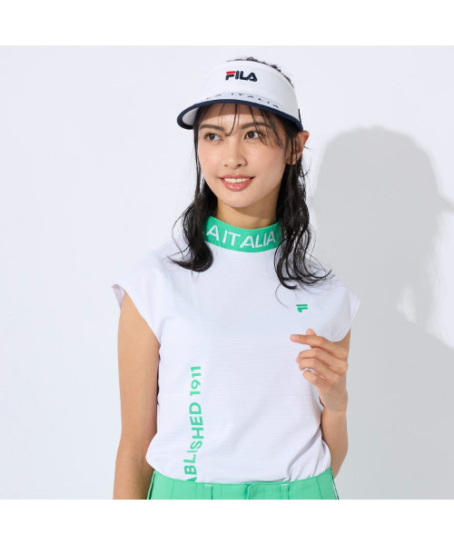 FILA GOLF/フィラゴルフ レディース 衿リブノースリーブシャツ｜吸汗速