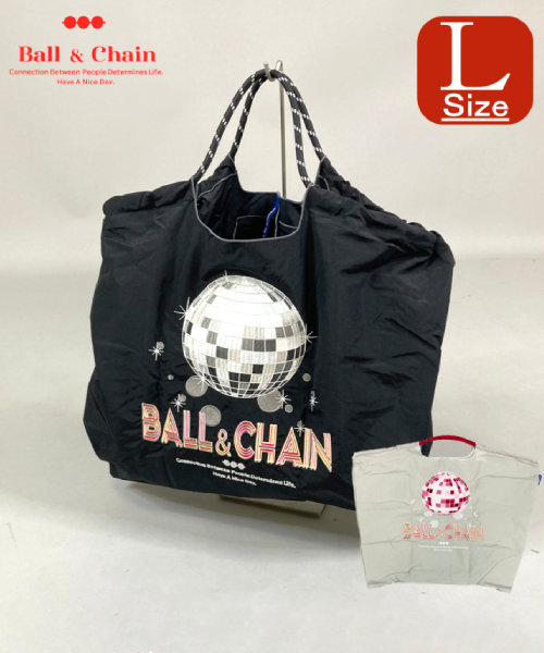 【Ball＆Chain/ボールアンドチェーン】MIRROR BALL(L) 刺繍エコバッグ