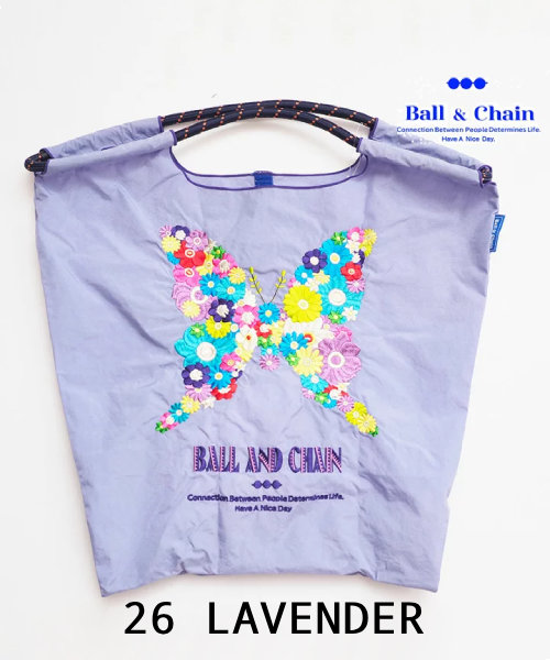 【Ball＆Chain/ボールアンドチェーン】FBM FLOWER BUTTERFLY(M) 刺繍エコバッグ