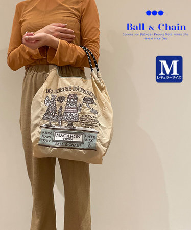 Ball＆Chain/ボールアンドチェーン】MACARON TOWN(M) 刺繍エコバッグ 