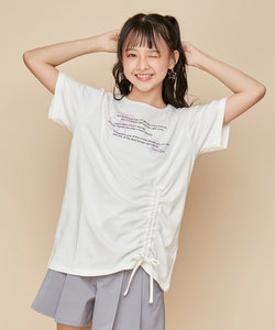 アシメフラワープリントTシャツ