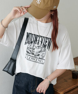 【ユニセックス】MOUNTVIEWモチーフ刺繍ロゴTシャツ