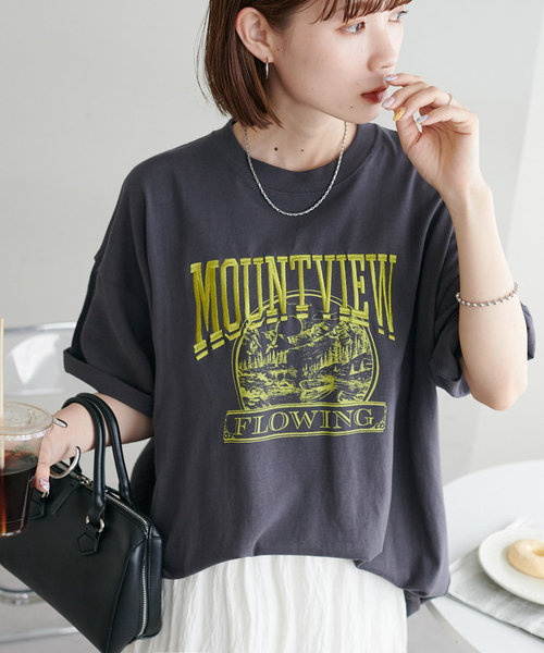 【ユニセックス】MOUNTVIEWモチーフ刺繍ロゴTシャツ