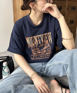 【ユニセックス】MOUNTVIEWモチーフ刺繍ロゴTシャツ