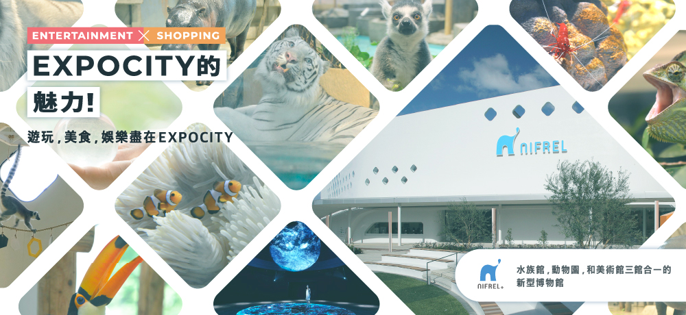 [ENTERTAINMENT × SHOPPING] The charm of EXPOCITY! 遊玩，美食，娛樂盡在EXPOCITY NIFREL 水族館，動物園，和美術館三館合一的新型博物館