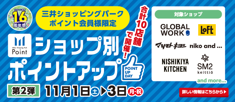 ショップ別ポイントアップ