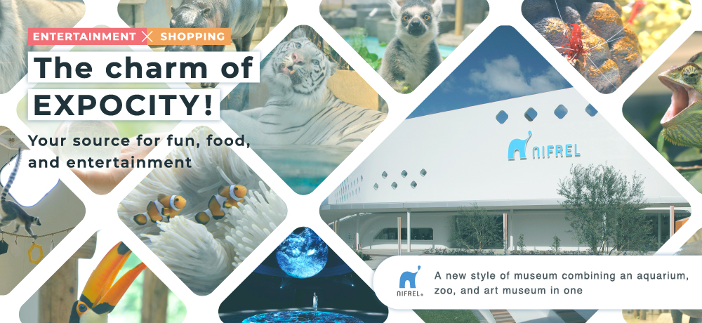 [ENTERTAINMENT × SHOPPING] The charm of EXPOCITY! Your source for fun, food, and entertainment NIFREL A new style of museum combining an aquarium, zoo, and art museum in one!