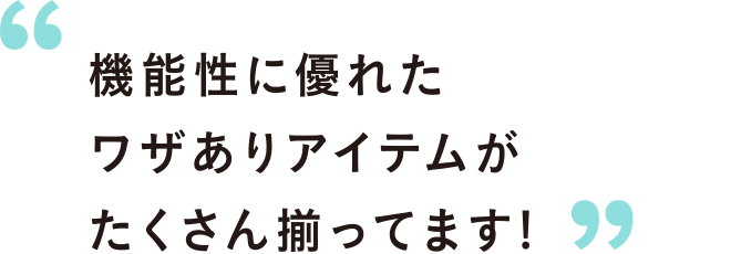 機能性に優れたワザありアイテムがたくさん揃ってます!