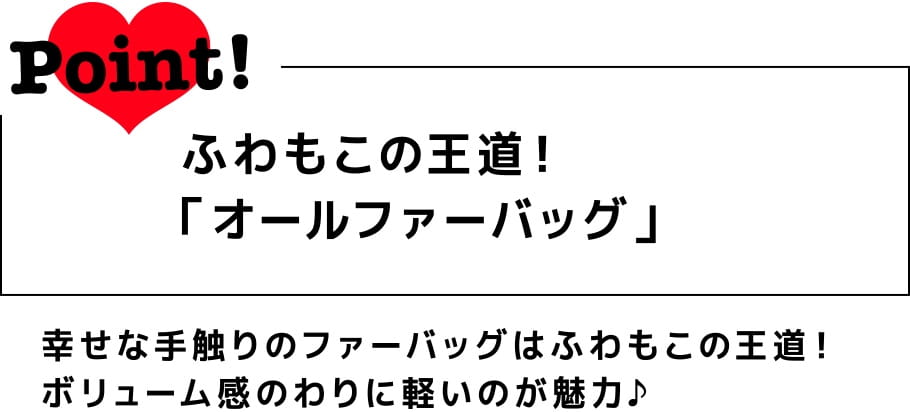 Point! ふわもこの王道！「オールファーバッグ」