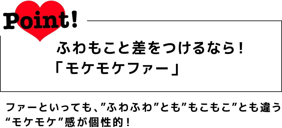 Point! ふわもこと差をつけるなら！「モケモケファー」