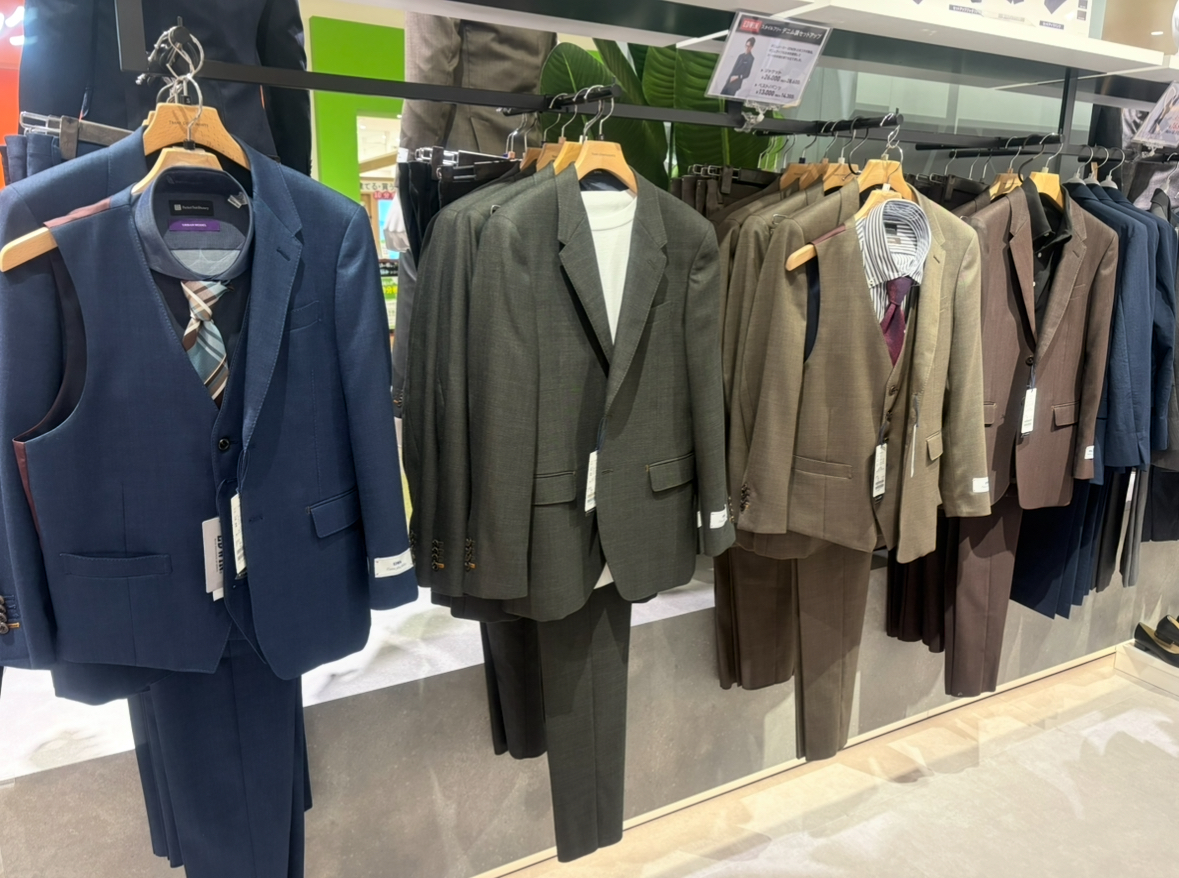 【美品】PSFA EDWIN 紺 スーツ デニム調 上:YM、下:82cm 美品】PSFA EDWIN 紺 スーツ デニム調 上:YM、下:82cm