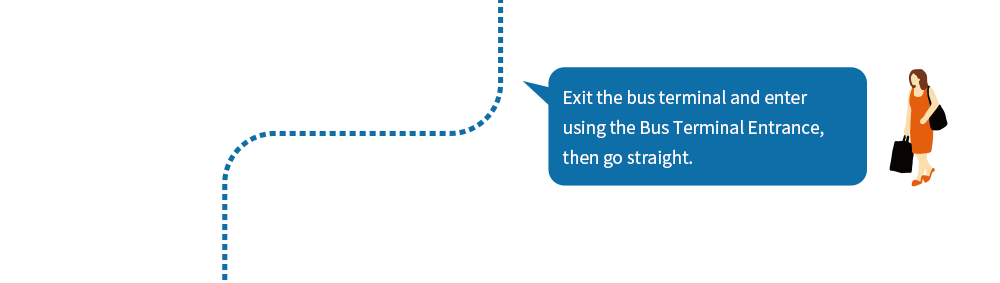 Exit the bus terminal and enter using the Bus Terminal Entrance, then go straight.