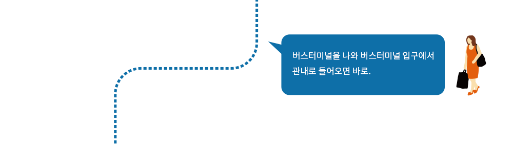 버스터미널을 나와 버스터미널 입구에서 관내로 들어오면 바로.