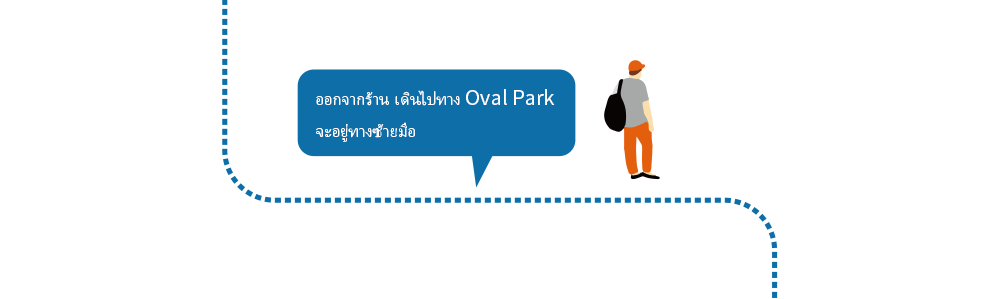 ออกจากร้าน เดินไปทาง Oval Park จะอยู่ทางซ้ายมือ