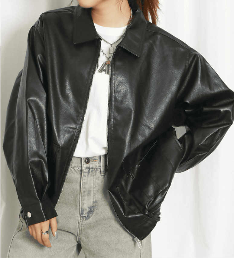フェイクレザーブルゾン