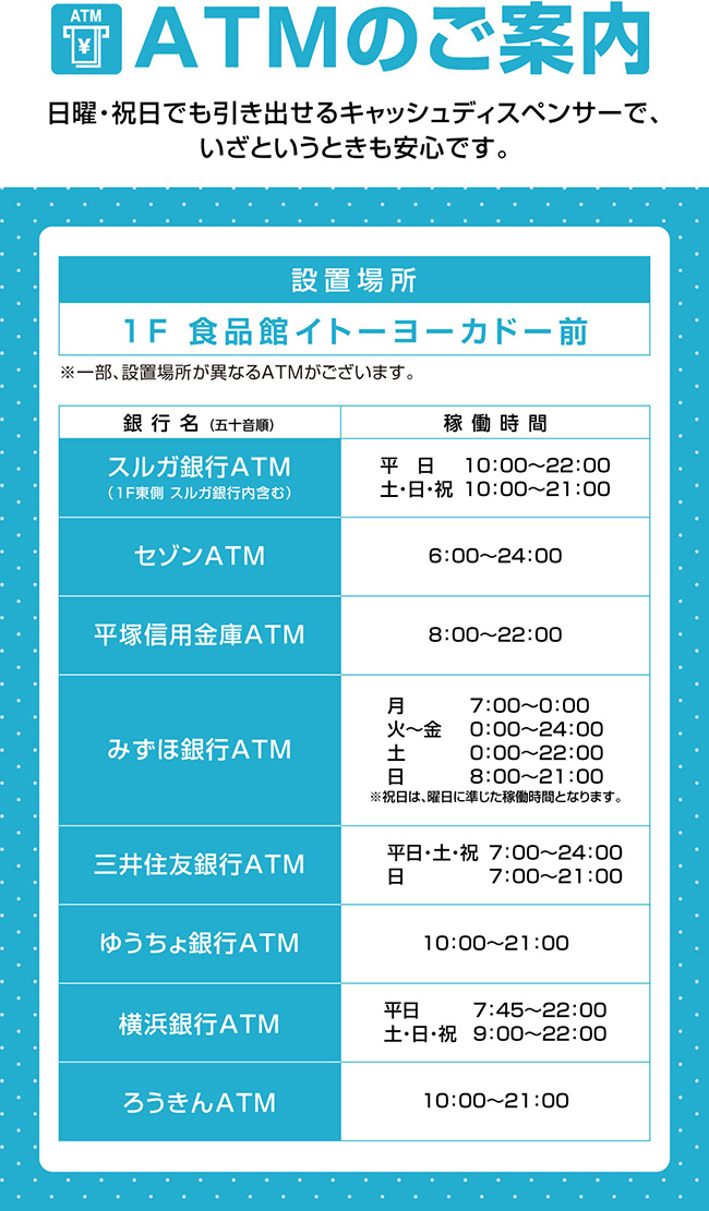 Atm | ららぽーと湘南平塚