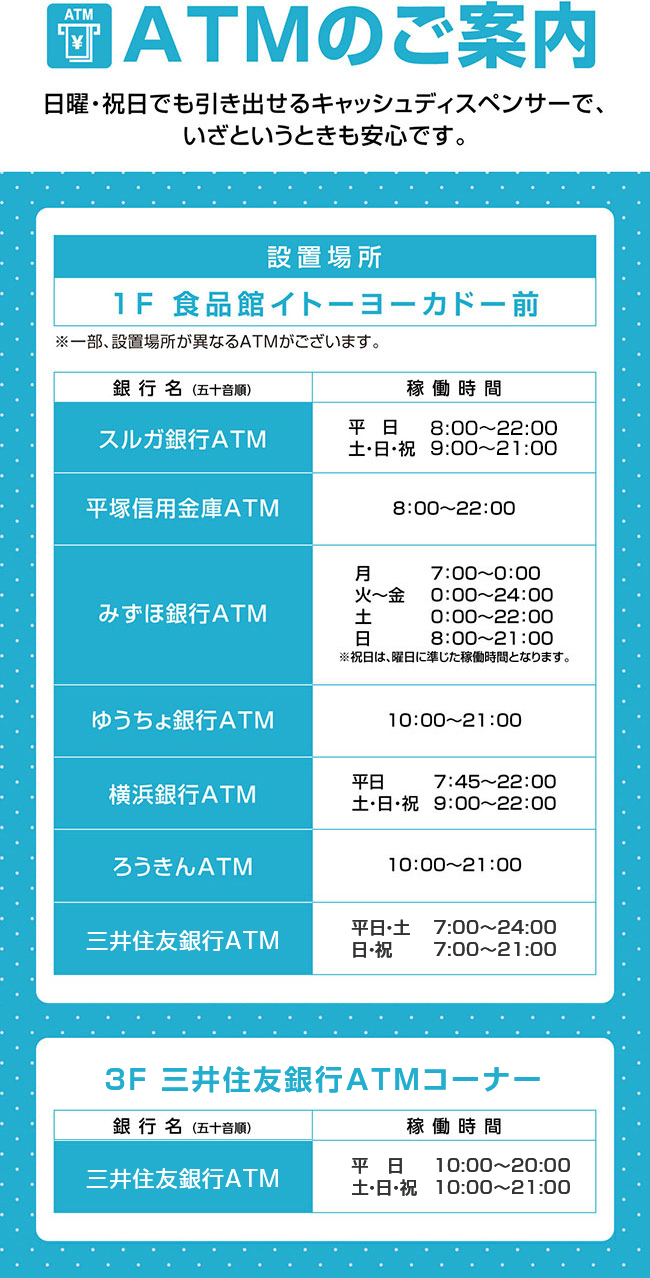 ATMのご案内