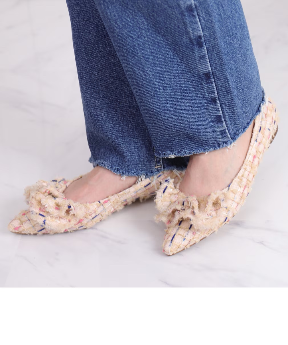 【ゆるり☆プロフ必読】 オッフェン　フリル付きフラットシューズ ベージュ系 フリル | Offen