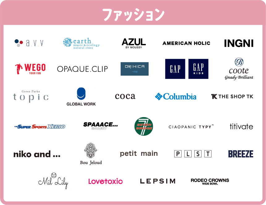 ファッションの参加店舗