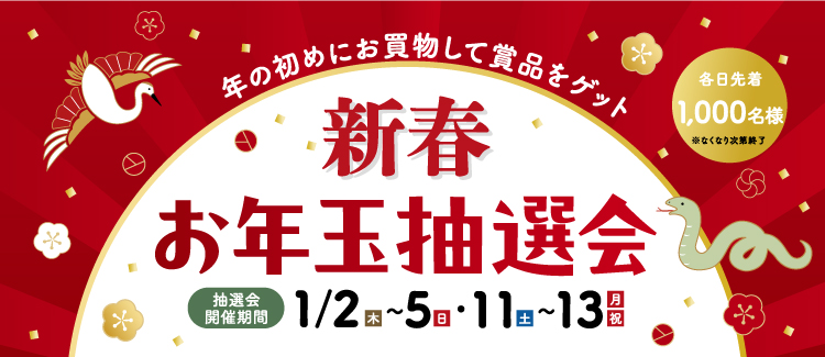 年の初めにお買物して賞品をゲット！新春お年玉抽選会